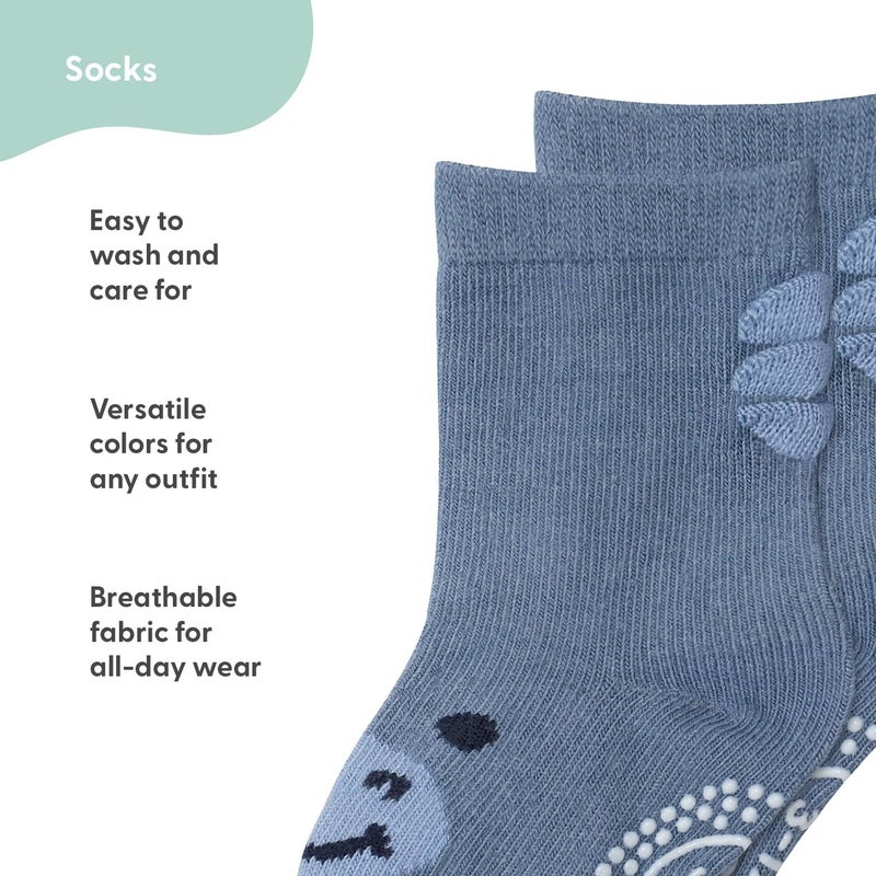 The Peanut Shell Organic Baby Boy Socks 0-24 Months Set of 12 - Non-Slip Grip, Soft Cotton Newborn & Toddler Socks - Blue Gray - Image 3